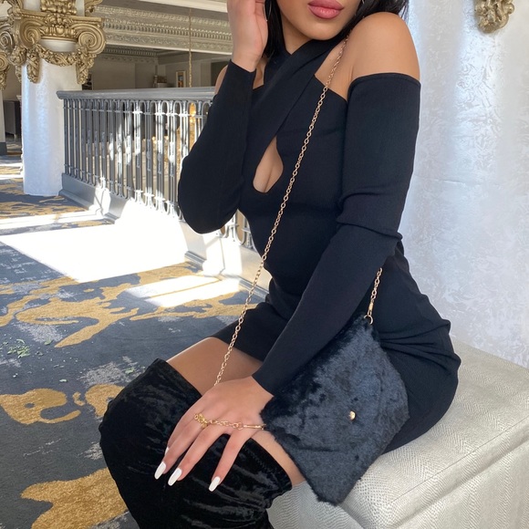 ‼️ X Top Mini Sweater Dress Zip Back Halter Dress - Picture 3 of 5